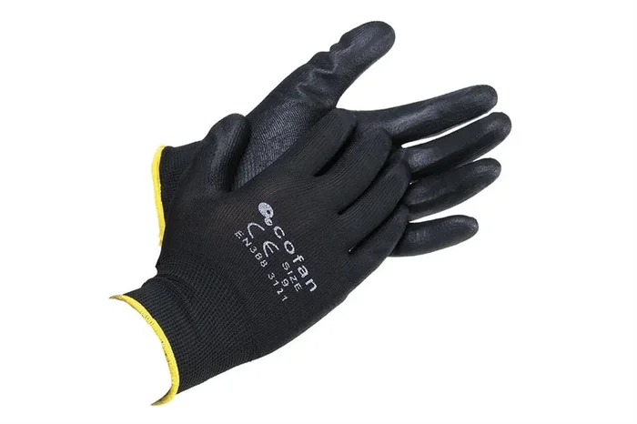 Entrega Rápida BLISTER G. 100% POLIEST. IMPREG. PU NEGRO T-8 (Envase de 12)