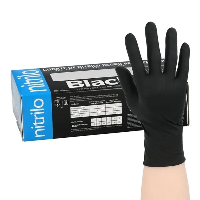 Envío Internacional Guante Desechable Nitrilo Negro S 5,5 gr Gruesos