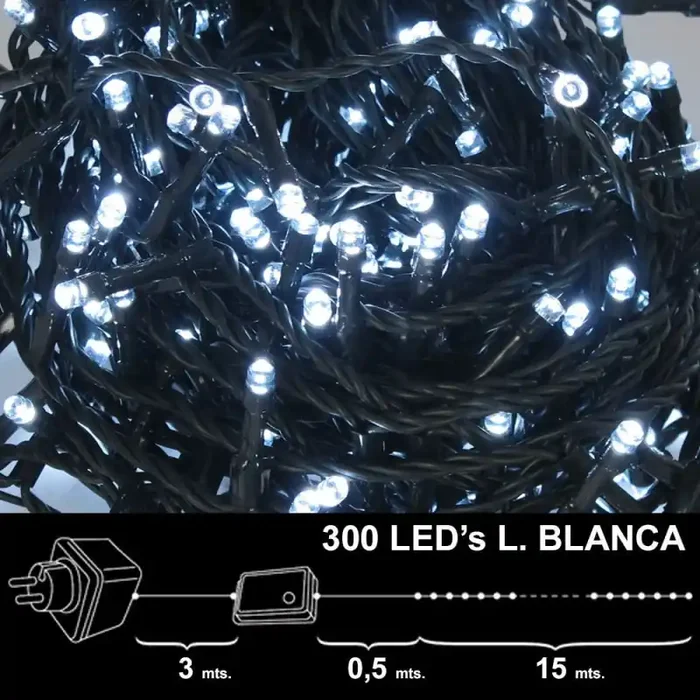 Luces Navidad 300 Leds Luz Blanca Interior / exterior (IP44) Nuevo Modelo